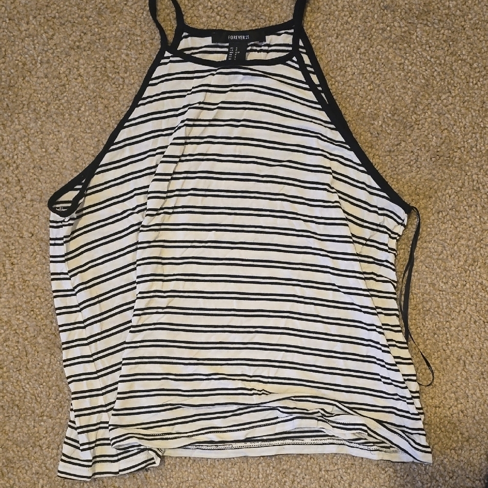 Forever 21 Black and White Striped Women's Top